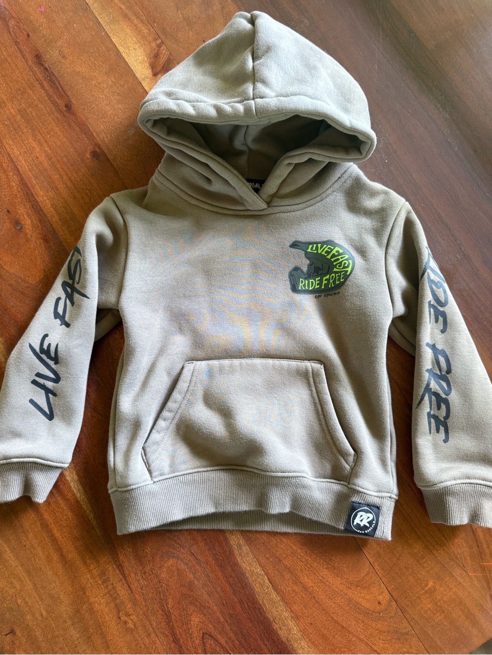 Kids Olive 'Live Fast Ride Free' Hooded Sweatshirt -‎ Youth Hoodie